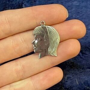 925 Sterling silver girl’s profile inscribed charm